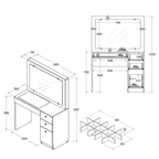 Tocador con Tapa de Vidrio + Kit de Luces PE-120 Cozy Blanco DE REGALO